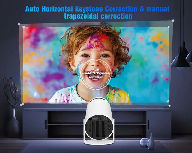 Alt view image 5 of 7 - Mini Projector with Android 11, Portable Projector 4K 1080P Full HD Support, Smart Projector 5G WiFi6 BT5.0 Auto Horizontal Correction, 180°Rotatable Outdoor Projector for Phone/TV Stick/Laptop