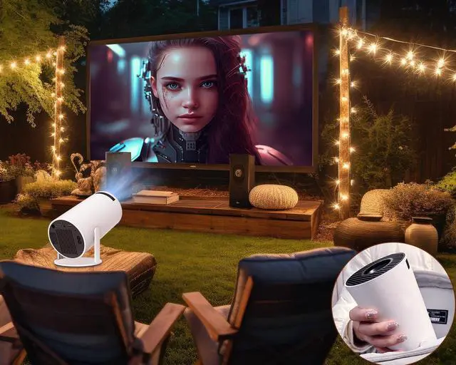 Alt view image 7 of 7 - Mini Projector with Android 11, Portable Projector 4K 1080P Full HD Support, Smart Projector 5G WiFi6 BT5.0 Auto Horizontal Correction, 180°Rotatable Outdoor Projector for Phone/TV Stick/Laptop