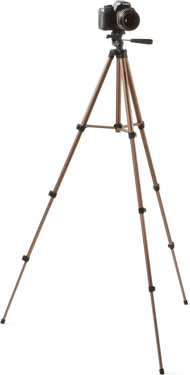 Alt view image 4 of 7 - Basics 50-inch Lightweight Camera Mount Tripod Stand With Bag, Black/Brown