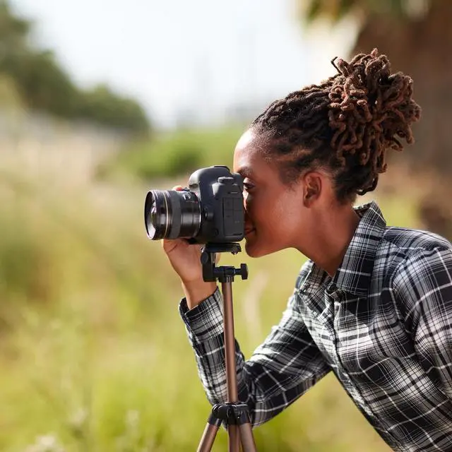 Alt view image 7 of 7 - Basics 50-inch Lightweight Camera Mount Tripod Stand With Bag, Black/Brown