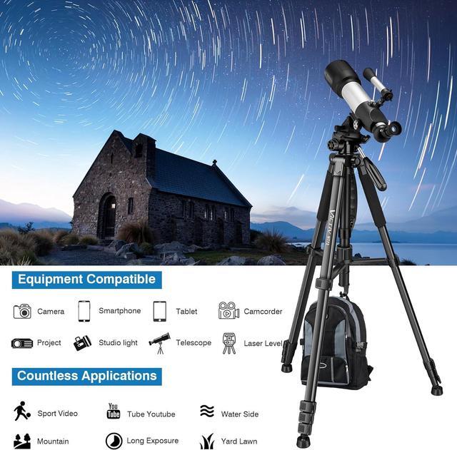 Alt view image 3 of 7 - Tripod for Camera, 72" Tall Camera Tripod with Remote, Compact Camera Stand Tripod for Phone, Lightweight DSLR Tripod& Monopod, Professional Heavy Duty Tripod for Spotting Scope, Telescope, Binocular