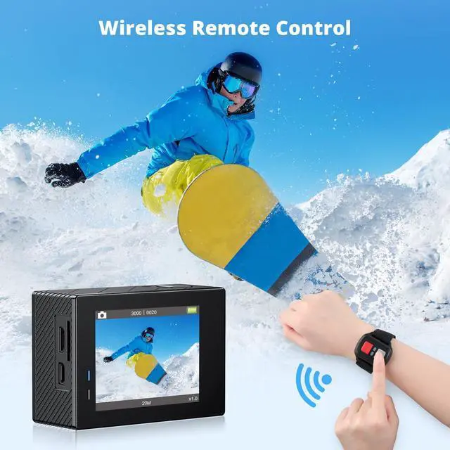 Alt view image 2 of 7 - AKASO Brave 4 4K30fps 20MP WiFi Action Camera Ultra Hd with EIS 131ft Waterproof Camera Remote Control 5xZoom Underwater Camcorder with 2 Batteries and Helmet Accessories Kit