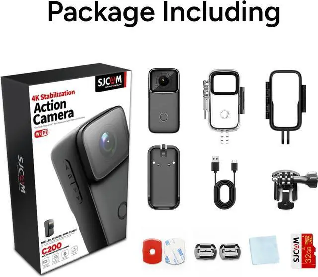 Alt view image 7 of 7 - SJCAM C200 Mini Action Camera 4K24fps, Handheld & Wearable, Waterproof Action Cameras with Stabilization, 154°FOV Zoom Lens, Outdoor Camera for Underwater Sports, Bicycle, Vlogging