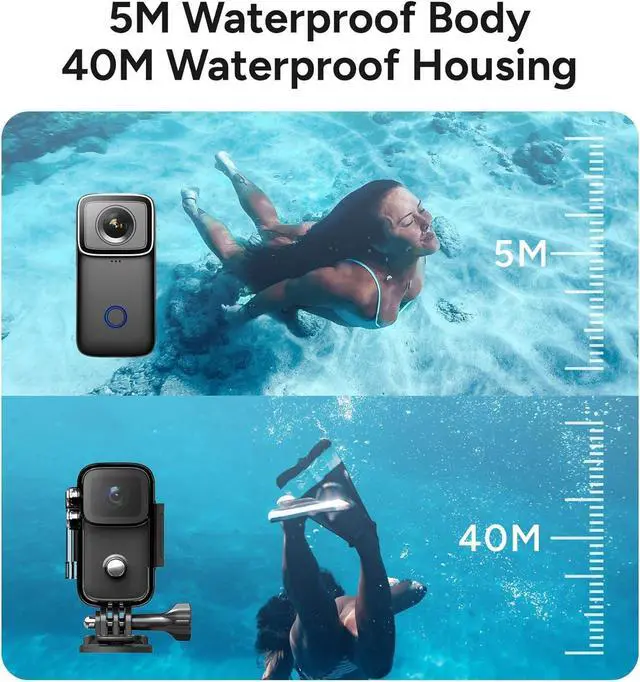 Alt view image 6 of 7 - SJCAM C200 Mini Action Camera 4K24fps, Handheld & Wearable, Waterproof Action Cameras with Stabilization, 154°FOV Zoom Lens, Outdoor Camera for Underwater Sports, Bicycle, Vlogging