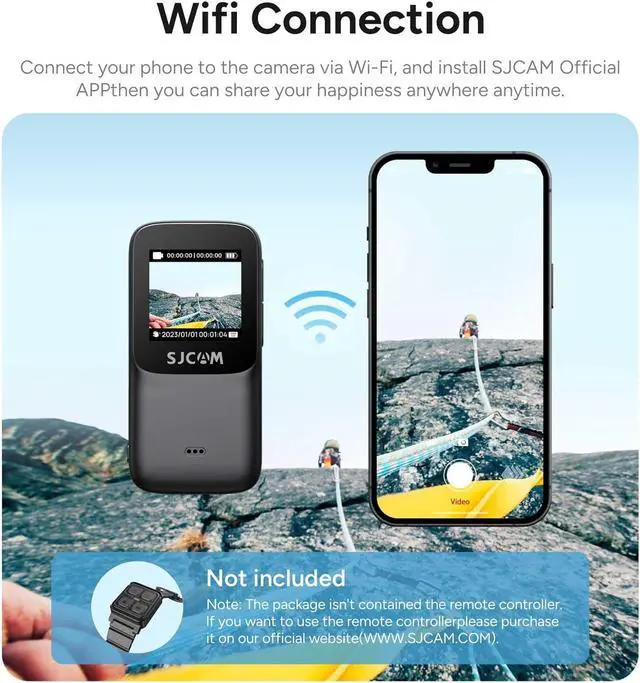 Alt view image 4 of 7 - SJCAM C200 Mini Action Camera 4K24fps, Handheld & Wearable, Waterproof Action Cameras with Stabilization, 154°FOV Zoom Lens, Outdoor Camera for Underwater Sports, Bicycle, Vlogging