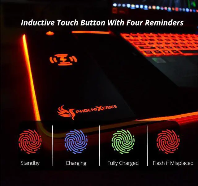 Alt view image 5 of 7 - RGB Wireless Charging Mouse Pad 15W, XL 900x300x4MM Mouse Mat, RGB Mouse Pad with Wireless Charging, Keyboard Mat for Gaming