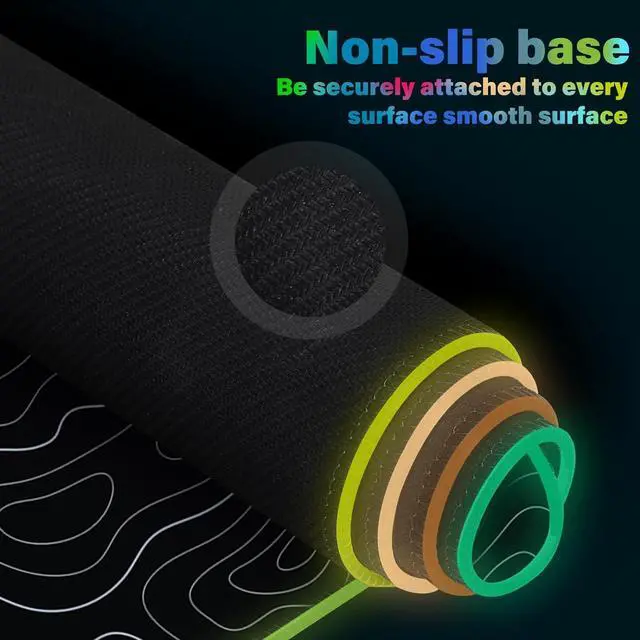 Alt view image 4 of 7 - MOSISO Wireless Charging RGB Gaming Mouse Pad 5/7.5/10/15W Auto Adjust, 12 Light Modes Extra Large Mousepad Non-Slip Base PC Laptop Computer Keyboard Desk Mat for Gaming Work, Topographic Map