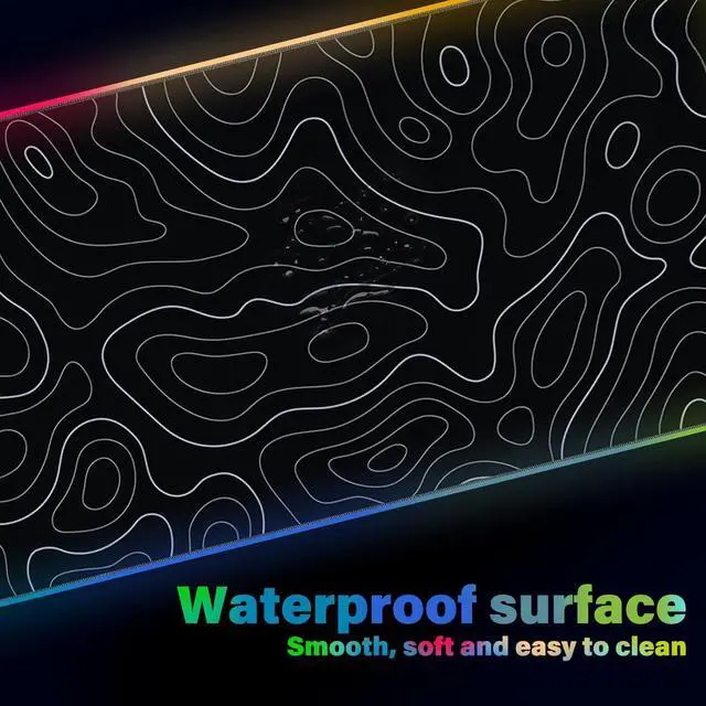 Alt view image 6 of 7 - MOSISO Wireless Charging RGB Gaming Mouse Pad 5/7.5/10/15W Auto Adjust, 12 Light Modes Extra Large Mousepad Non-Slip Base PC Laptop Computer Keyboard Desk Mat for Gaming Work, Topographic Map