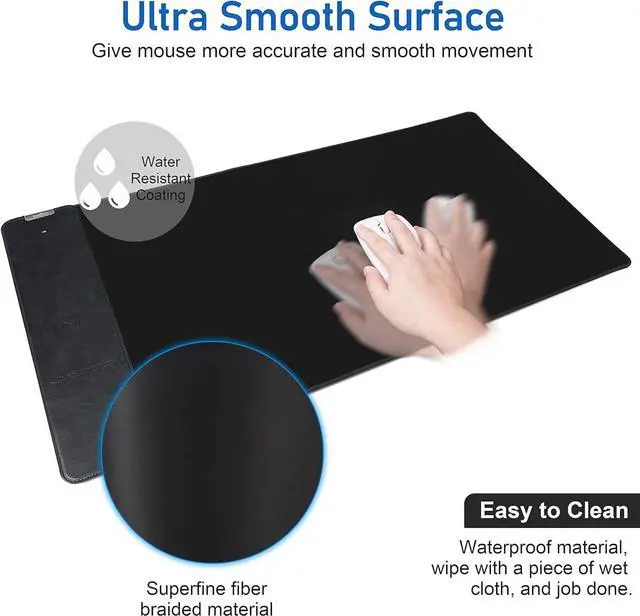 Alt view image 2 of 7 - Mouse Pad with Wireless Charger, Gaming Mouse Pad, 31.5"x15.7" Extra Large Mouse Pad XXL, Desk Pad, Wireless Charging Mouse Pad, Non-Slip Computer Keyboard Mouse Pad, Desk Mat for Gaming, Home, Office
