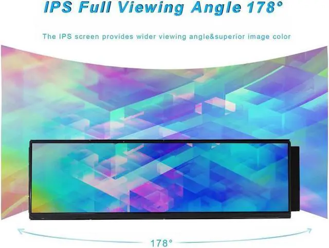 Alt view image 2 of 5 - VSDISPLAY 12.6 Inch IPS LCD Screen Monitor 1920x515 Display with Mini HD-MI to HD-MI Cable Kit,Fit for DIY Y60 PC Case CPU GPU Secondary Monitor Panel