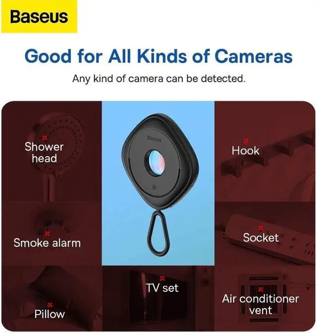 Alt view image 6 of 7 - Baseus Camera Detector for Hidden Camera Portable Pinhole Lens Detect Gadget Anti-Peeping Security Protection Candid Detector