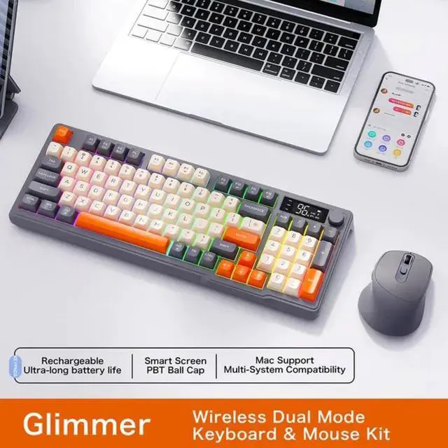 Alt view image 2 of 5 - Nshi M96 Bluetooth Keyboard Wireless ZIYOULANG Gaming Keyboard Mouse,Electronic Screen, Multi-Device Connection,Ergonomics Gaming