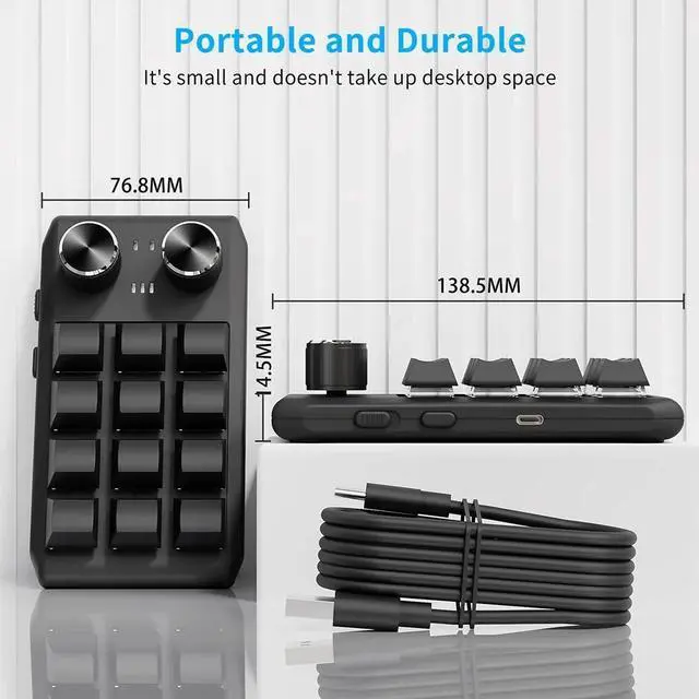 Alt view image 4 of 4 - DIY RGB Macro Custom Gaming Keyboard 12 Keys 2 Knobs Programming Mechanical Keyboard Dual Type-C Interface Support for Windows