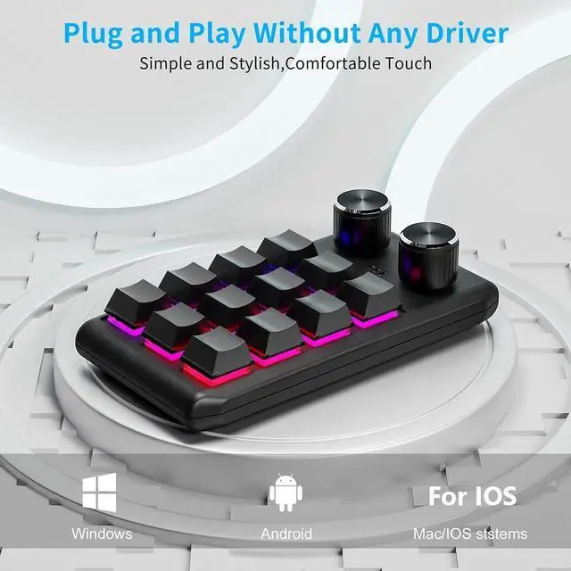 Alt view image 2 of 4 - DIY RGB Macro Custom Gaming Keyboard 12 Keys 2 Knobs Programming Mechanical Keyboard Dual Type-C Interface Support for Windows