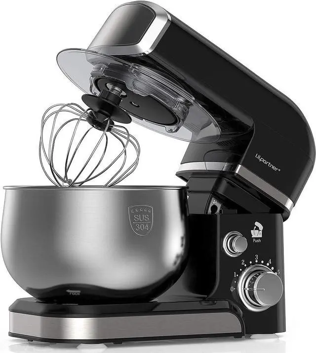 Main image of Stand Mixer, Kitchen Mixer Electric Food Mixer, 6 Speeds with 304 Stainless Steel Bowl Tilt-Head Dough Mixer, Dough Hook, Whisk, Beater, Splash Guard & Scraper