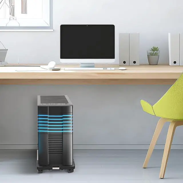 Alt view image 3 of 7 - Mobile CPU Stand Adjustable Computer Tower Stand with 4 Caster Wheels Fits Most PC (Black)