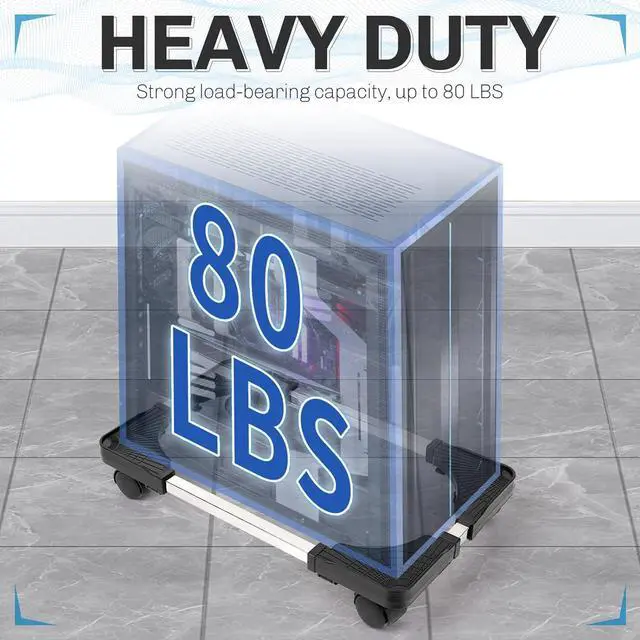 Alt view image 4 of 7 - Mobile CPU Stand Adjustable Computer Tower Stand with 4 Caster Wheels Fits Most PC (Black)