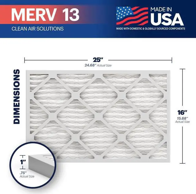 Alt view image 7 of 7 - BNX TruFilter 16x25x1 Air Filter MERV 13 (6-Pack) - MADE IN USA - Electrostatic Pleated Air Conditioner HVAC AC Furnace Filters for Allergies, Pollen, Mold, Bacteria, Smoke, Allergen, MPR 1900 FPR 10
