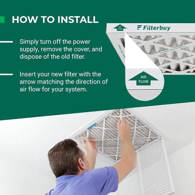 Alt view image 5 of 7 - Filterbuy 20x20x1 Air Filter MERV 8 Dust Defense (4-Pack), Pleated HVAC AC Furnace Air Filters Replacement (Actual Size: 19.50 x 19.50 x 0.75 Inches)