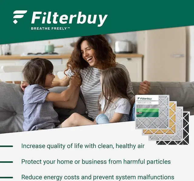 Alt view image 2 of 7 - Filterbuy 20x20x1 Air Filter MERV 8 Dust Defense (4-Pack), Pleated HVAC AC Furnace Air Filters Replacement (Actual Size: 19.50 x 19.50 x 0.75 Inches)