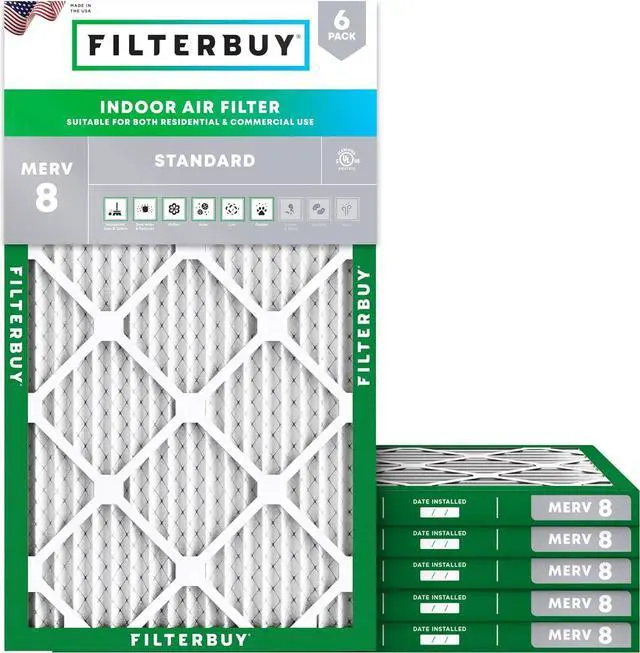 Main image of Filterbuy 14x30x1 Air Filter MERV 8 Dust Defense (6-Pack), Pleated HVAC AC Furnace Air Filters Replacement (Actual Size: 13.69 x 29.69 x 0.75 Inches)