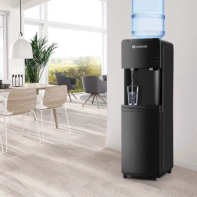 Alt view image 3 of 7 - Water Coolers 5 Gallon Top Load,Hot/Cold Water Cooler Dispenser, Innovative Slim Design Energy Saving Freestanding with Child Safety Lock for Home or Office Black