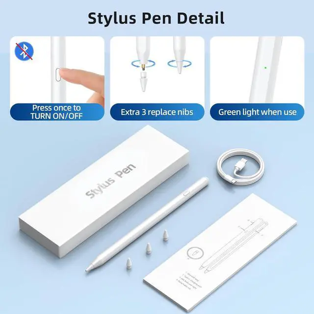 Alt view image 7 of 7 - Stylus Pen for iPad,8 Mins Fast Charge Active Pencil for Apple iPad 2018-2023,Palm Rejection Tilt Sensitivity Magnetic Pen Work for iPad Pro 11" & 12.9",iPad 6-10,iPad Air 3/4/5,iPad Mini 5/6,White