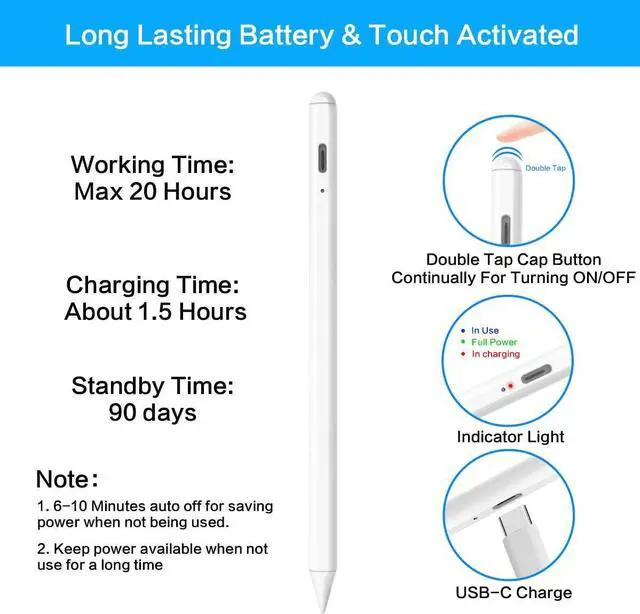 Alt view image 5 of 6 - Stylus Pen for Apple iPad Pencil - Pen for iPad 10th 9th 8th 7th 6th Gen Palm Rejection for Apple Pencil 2nd Generation Compatible 2018-2022 iPad Mini 6th 5th Air 5th 4th 3rd iPad Pro 11-12.9 Inch