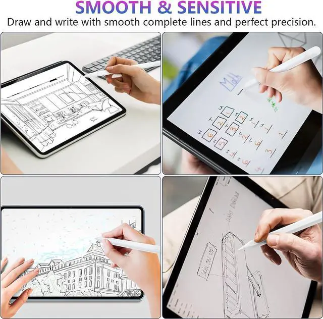 Alt view image 6 of 6 - Stylus Pen for iPad, iPad Pencil, 10 mins Fast Charge iPad Pen with Palm Rejection, Apple Pencil USB C, Low Latency, Tilt Sensitivity, Apple Pencil for iPad Pro/Air/Mini (White)