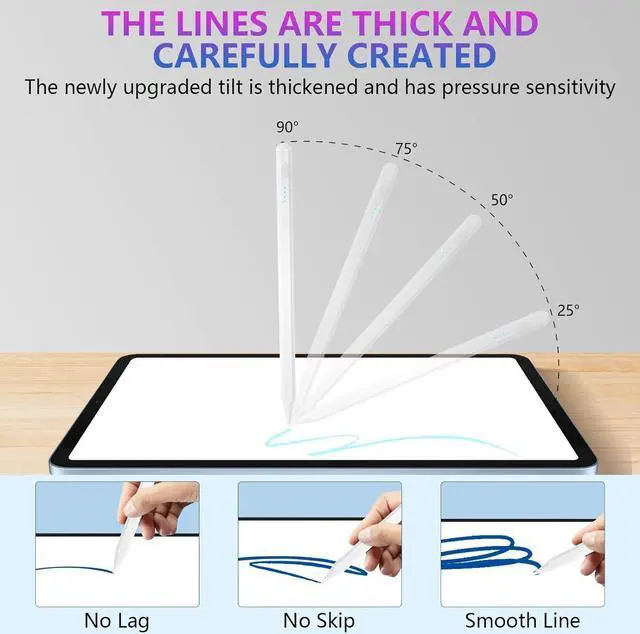 Alt view image 2 of 6 - Stylus Pen for iPad, iPad Pencil, 10 mins Fast Charge iPad Pen with Palm Rejection, Apple Pencil USB C, Low Latency, Tilt Sensitivity, Apple Pencil for iPad Pro/Air/Mini (White)