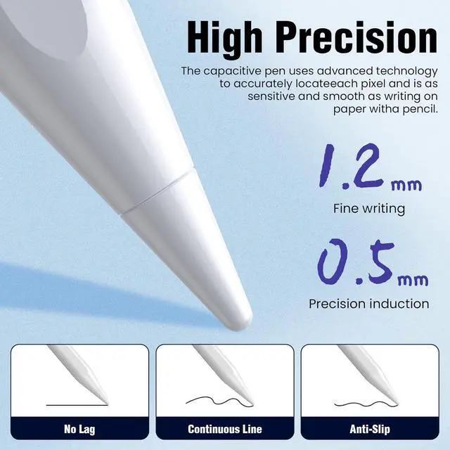 Alt view image 6 of 7 - Stylus Pen for iPad 9th&10th Generation: Fast Charge iPad Pencil 1st/2nd Gen - Palm Rejection Apple Pencil - Compatible with 2018-2024 iPad Pro, iPad Mini, iPad Air