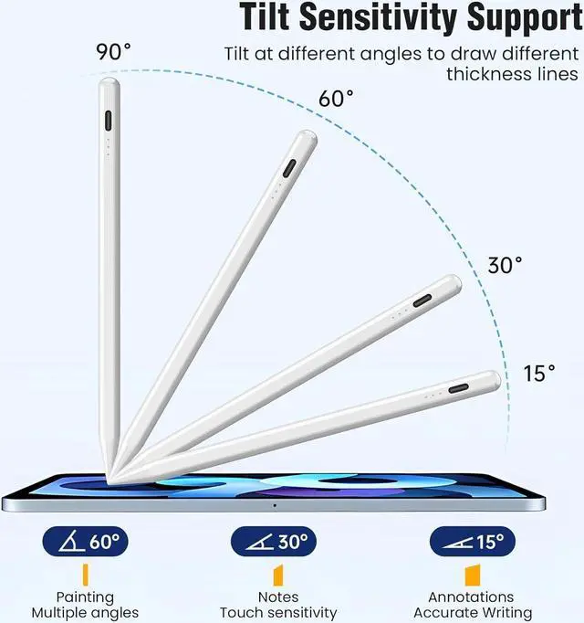 Alt view image 3 of 7 - Stylus Pen for iPad 9th&10th Generation: Fast Charge iPad Pencil 1st/2nd Gen - Palm Rejection Apple Pencil - Compatible with 2018-2024 iPad Pro, iPad Mini, iPad Air