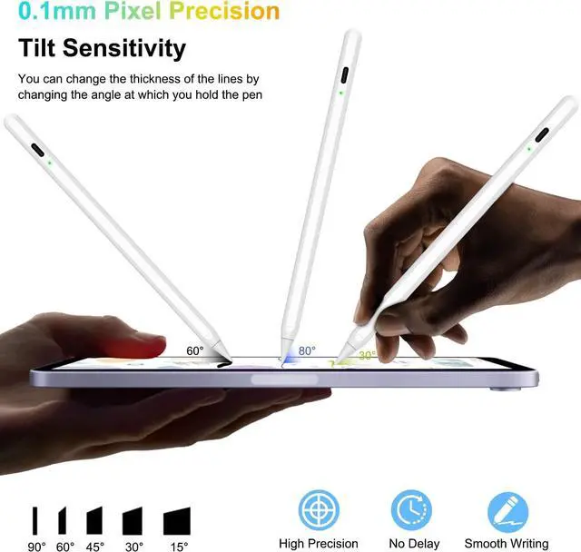 Alt view image 6 of 7 - Stylus Pen for ipad, Pencil for iPad 9th/10th Generation with 10 mins Fast Charging& Palm Rejection& Tilt Sensitivity, Pen Work for iPad 6/7/8/9/10, Air 3/4/5, Mini 5/6, Pro 11/12.9"
