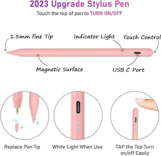 Alt view image 6 of 7 - iPad Pencil Apple Pen for Apple with 10X Fast Charge & Palm Rejection, Active Pencil Compatible with iPad Pro 11/12.9, iPad 10/9/8/7/6, iPad Mini 5/6, iPad Air 3/4/5 (Includes USB Type-C to Pencil)