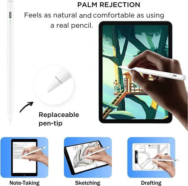 Alt view image 5 of 7 - Stylus Pen for iPad with Palm Rejection, Painting Handwriting iPad Pencil Compatible with (2018-2024) iPad 9th/8th/7th/6th, iPad Pro 11/12.9, iPad Mini 6th/5th, iPad Air 5th/4th/3rd