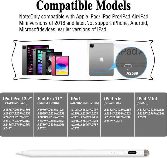 Alt view image 4 of 7 - Stylus Pen for iPad with Palm Rejection and Tilt Sensitivity,Fast Charging Magnetic Dual-Tip iPad Stylus Pencil Compatible with iPad Pro 11/12.9 inch,iPad 6/7/8/9/10,iPad Air 3/4/5,iPad Mini 5/6