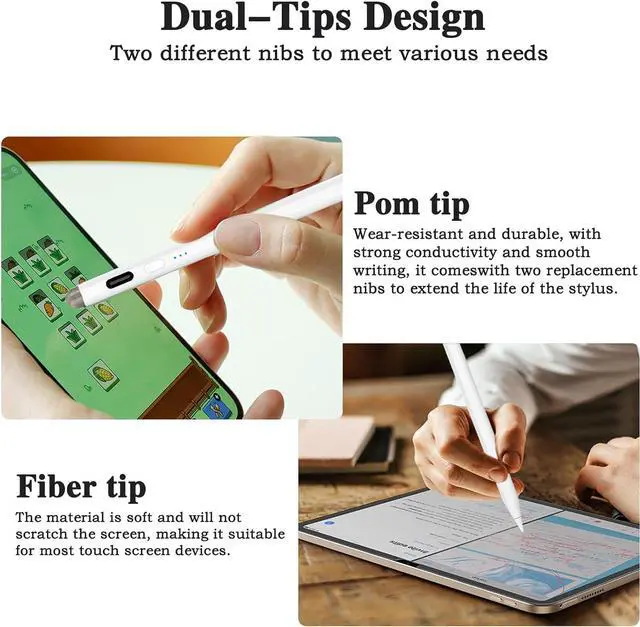 Alt view image 2 of 7 - Stylus Pen for iPad with Palm Rejection and Tilt Sensitivity,Fast Charging Magnetic Dual-Tip iPad Stylus Pencil Compatible with iPad Pro 11/12.9 inch,iPad 6/7/8/9/10,iPad Air 3/4/5,iPad Mini 5/6