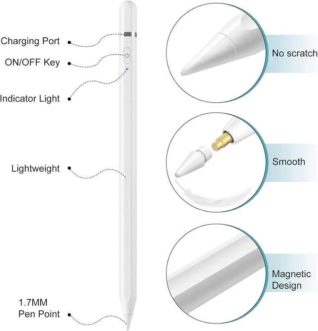Alt view image 4 of 7 - Stylus Pen for iPad with Quick Charge&Palm Rejection Active Pencil Compatible with iPad 2018-2024 Apple iPad Pro 11/12.9 Inch,iPad Air 3/4,iPad6/7/8/9, iPad Mini 5/6