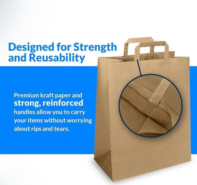 Alt view image 6 of 6 - Reli. Paper Grocery Bags with Handles | 55 Pcs Bulk | 13"x7"x17" | Brown Paper Bags/Large Paper Grocery Bags | Kraft Take-Out Bags/Restaurant, Retail, Grocery, Shopping Bags