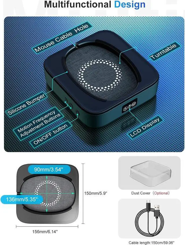 Alt view image 2 of 7 - Mechanical Mouse Jiggler,Undetectable Mouse Mover Jiggler Device with Interval Timer Adiustable,LED Display and Random Movement,Gift for Man Keeping PC/Laptop Active to lmprove Work Efficiency