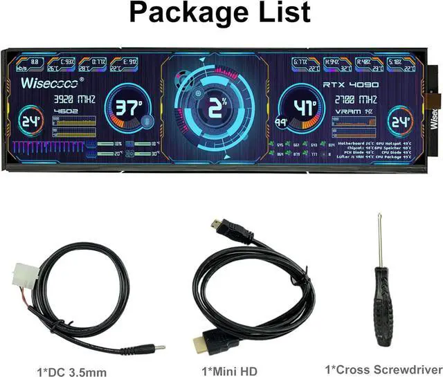 Alt view image 5 of 7 - 12.6 Inch Bar LCD Screen HDMI Display Monitor 1920x515 IPS DIY Kits Dual Built-in Speakers for Hyte Y60 Computer Gaming PC Case CPU GPU Secondary Monitor Easy Install Black