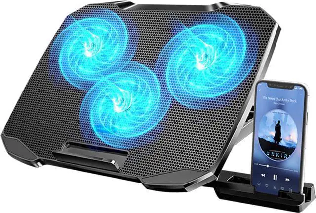 Main image of LIANGSTAR Laptop Cooling Pad, Laptop Cooler Big 3 Fans for 10-15.6 Inch Laptop Cooling Stand, Gaming Cooling Pad with 5 Height Adjustable, 2 USB Ports & Phone Holder, Control Fan Speed