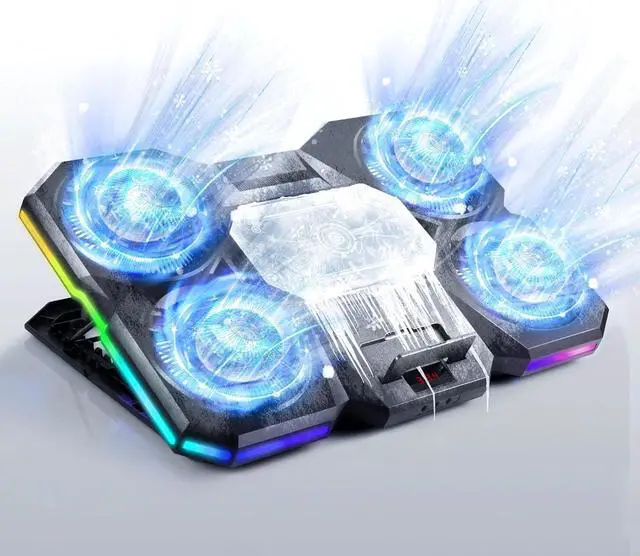 Main image of Slim Laptop Cooling Pad with 4 Quiet External Fans, 6 Height Stands, 10 Light Modes, Fan Stand, Gaming Laptop Cooler for 14-18-inch Laptops