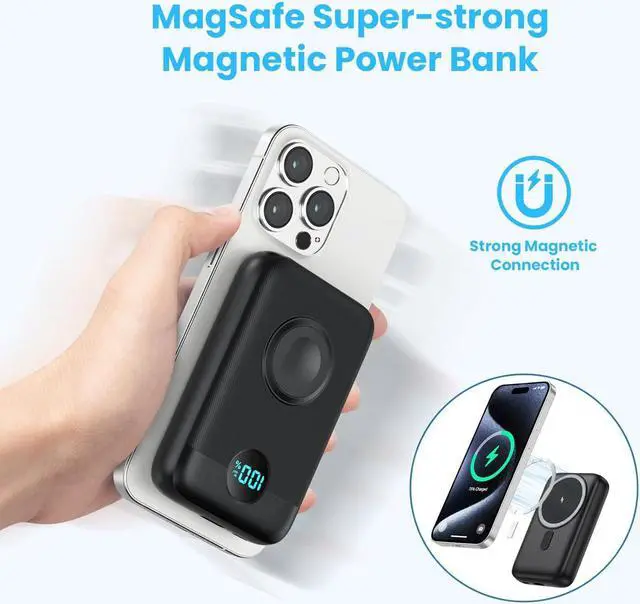 Alt view image 6 of 7 - Magnetic Portable Charger 10800mAh,4-in-1 Wireless Power Bank with iWatch Charger, QC4.0+20W PD Fast Charging USB C Battery Pack with LCD Display for Magsafe,iPhone 15/14/13/12 Series,Apple Watch etc.