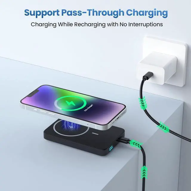 Alt view image 7 of 7 - Magnetic Portable Charger Power Bank 5500mAh,Slim Wireless Portable Charger with LCD Display,PD Fast Charging USB-C Battery Pack Compatible with Magsafe, iPhone 15/15 Pro/15 Pro Max/14/13 /12 Series