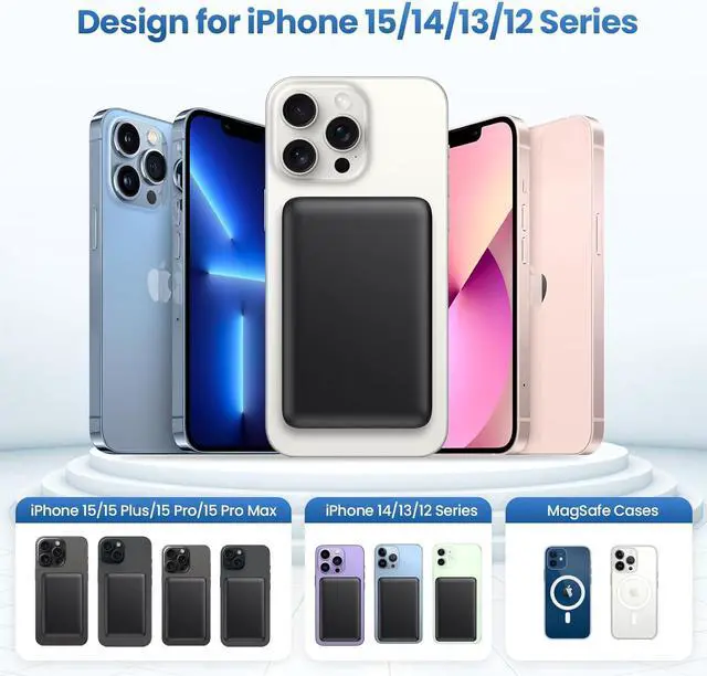 Alt view image 2 of 7 - Magnetic Portable Charger Power Bank 5500mAh,Slim Wireless Portable Charger with LCD Display,PD Fast Charging USB-C Battery Pack Compatible with Magsafe, iPhone 15/15 Pro/15 Pro Max/14/13 /12 Series
