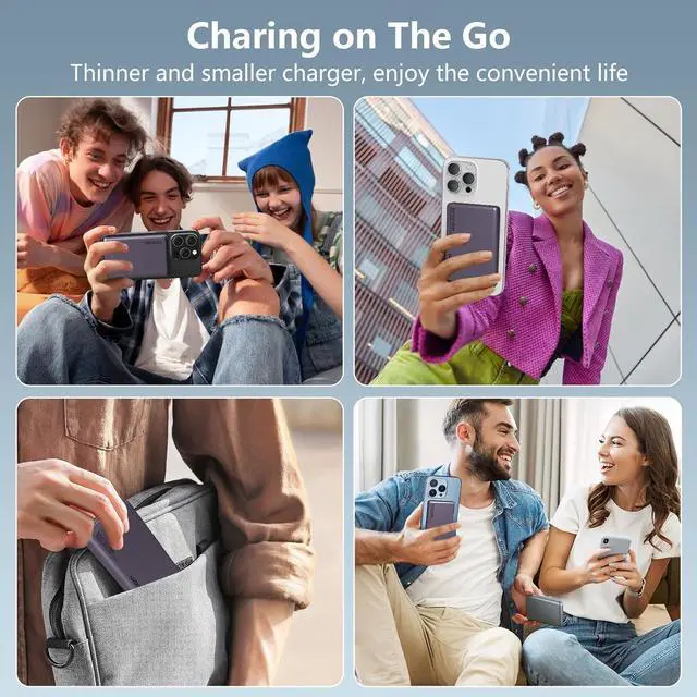 Alt view image 7 of 7 - Ultra Slim 10000mAh for Magsafe Portable Charger,0.47IN Thin Wireless Magnetic Power Bank, Compact Battery Pack with PD 20W Two Way USB-C Charging,Compatible with iPhone 15/14/13/12 Series