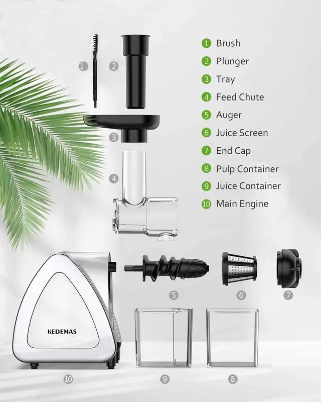 Alt view image 5 of 7 - Portable Juicer,Juicer Machines with Reverse Function,Low Noise Electric Cold Press Juicer, High Juice Yield Easy to Clean for Vegetables and Fruits -Silver