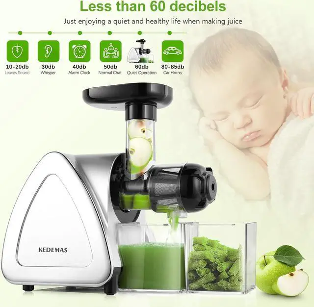 Alt view image 2 of 7 - Portable Juicer,Juicer Machines with Reverse Function,Low Noise Electric Cold Press Juicer, High Juice Yield Easy to Clean for Vegetables and Fruits -Silver