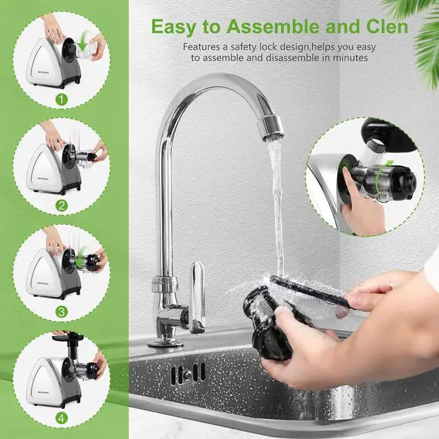 Alt view image 3 of 7 - Portable Juicer,Juicer Machines with Reverse Function,Low Noise Electric Cold Press Juicer, High Juice Yield Easy to Clean for Vegetables and Fruits -Silver